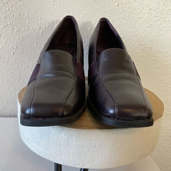 Liz Baker Dark Purple Leather Chunky Heels Size 6.5M EUC - Picture 2 of 6